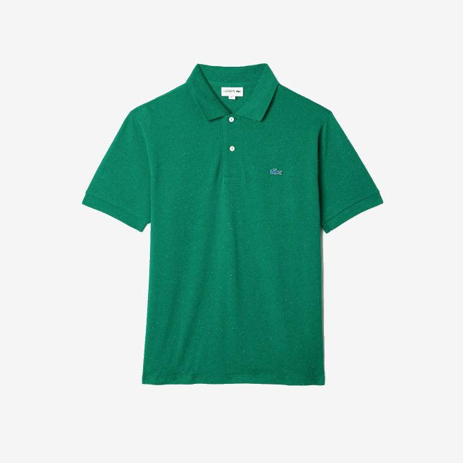 7bs vert V6HV593 Hommes Lacoste polo en piqué de coton imprimé moucheté coupe classique