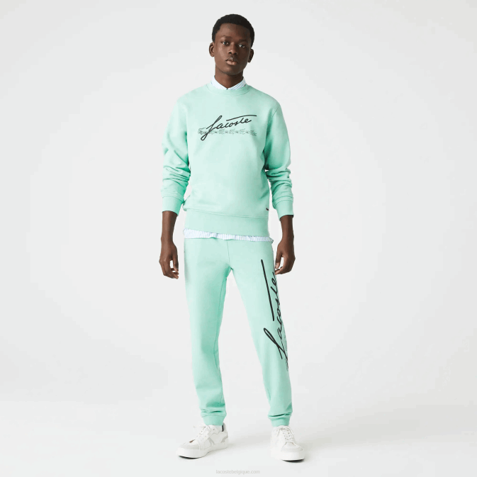 VHC vert V6HV1066 Hommes Lacoste pantalon de jogging en molleton de coton imprimé signature et crocodile