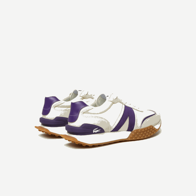 aja blanc cassé et violet V6HV1789 Hommes Lacoste baskets l-spin deluxe en cuir contrasté