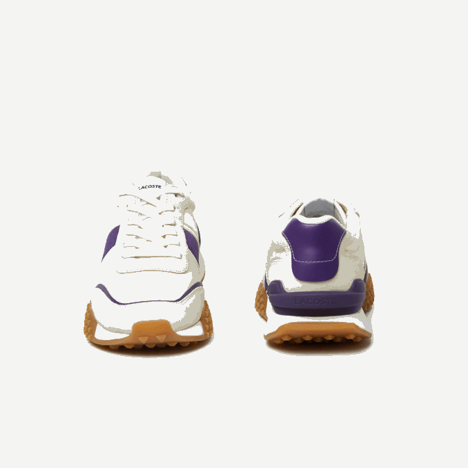 aja blanc cassé et violet V6HV1789 Hommes Lacoste baskets l-spin deluxe en cuir contrasté