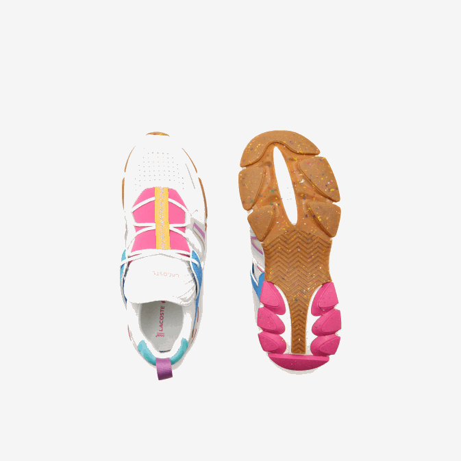 b53 blanc et rose V6HV1842 Hommes Lacoste baskets en textile écologique l003