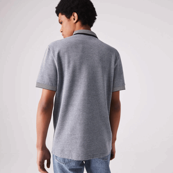 bdv blanc bleu marine V6HV873 Hommes Lacoste polo regular fit en coton finitions rayures