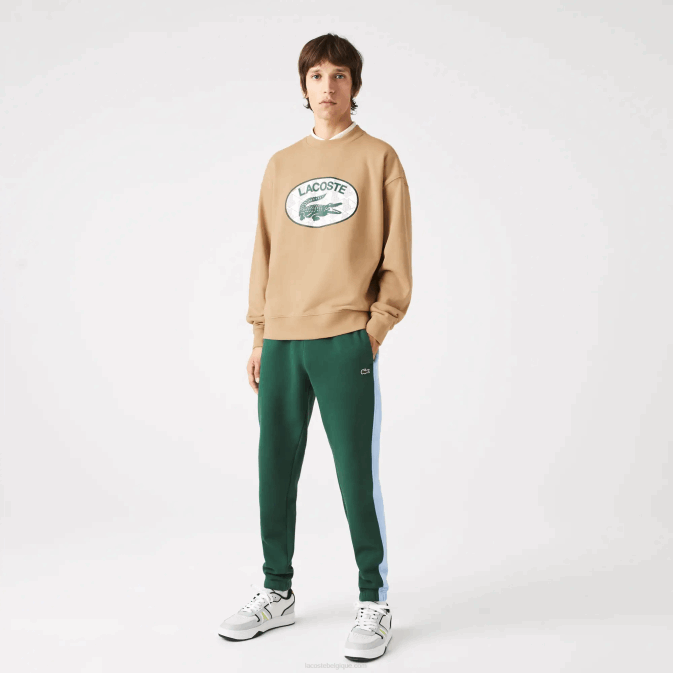 beige 02s V6HV1009 Hommes Lacoste sweat ample à imprimé monogramme de marque