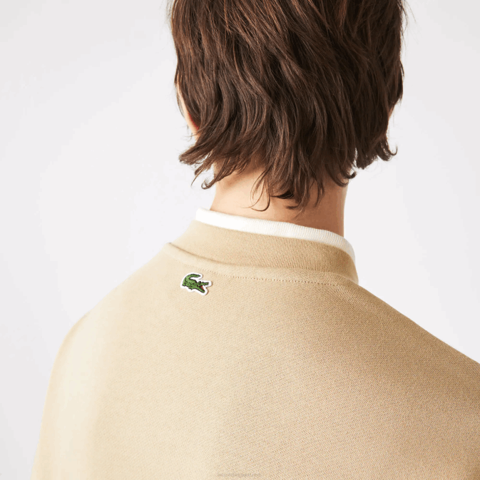 beige 02s V6HV1009 Hommes Lacoste sweat ample à imprimé monogramme de marque