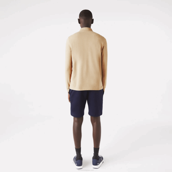 beige 02s V6HV1297 Hommes Lacoste polo en piqué de coton stretch à manches longues smart paris