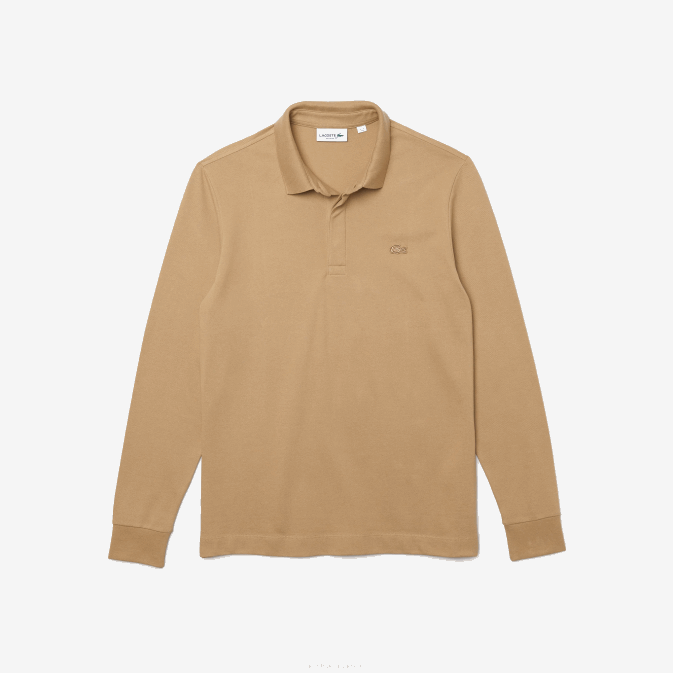 beige 02s V6HV1297 Hommes Lacoste polo en piqué de coton stretch à manches longues smart paris