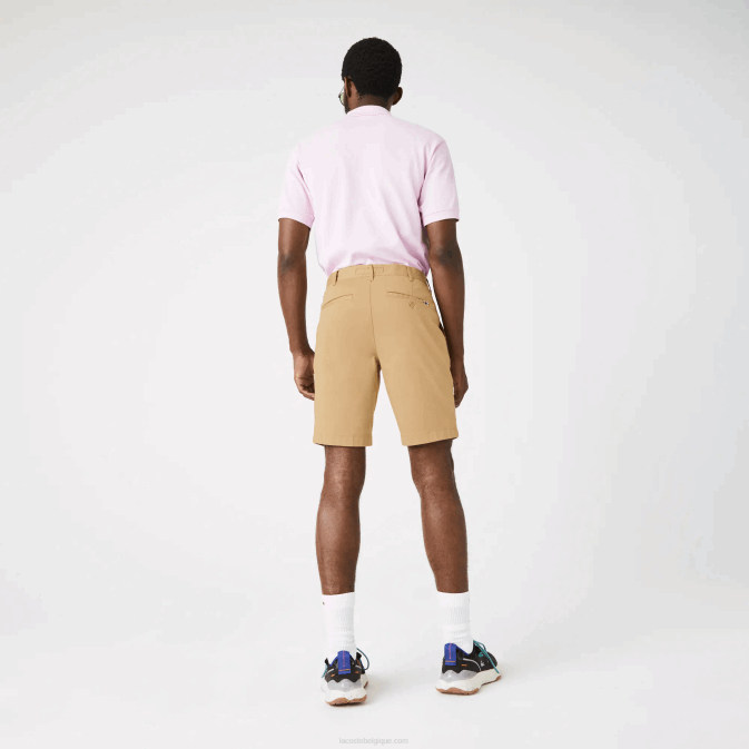 beige 02s V6HV1529 Hommes Lacoste bermuda slim en coton stretch