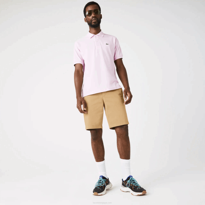 beige 02s V6HV1529 Hommes Lacoste bermuda slim en coton stretch