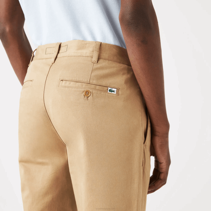 beige 02s V6HV479 Hommes Lacoste nouveau pantalon slim classique en coton stretch