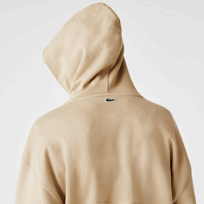 beige 02s V6HV971 Hommes Lacoste sweat à capuche ample avec monogramme de marque