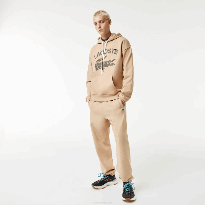beige 4jw V6HV968 Hommes Lacoste sweat ample à capuche crocodile
