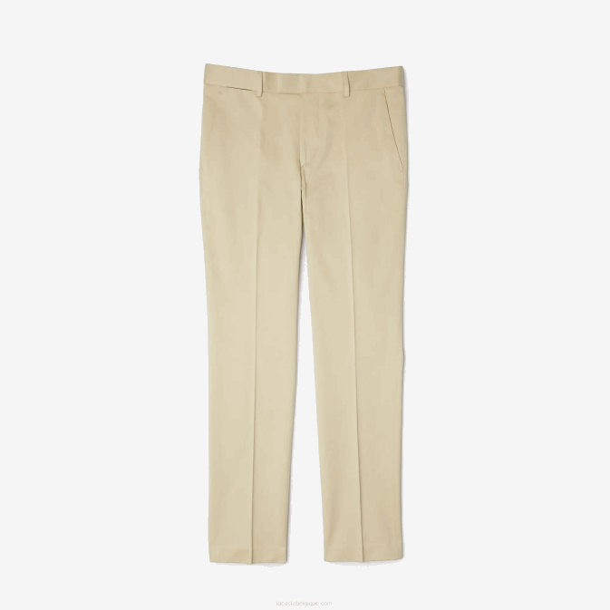 beige 68s V6HV1642 Hommes Lacoste pantalon plissé en coton et lin mélangés