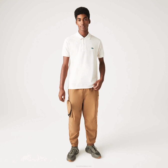 beige 74a V6HV592 Hommes Lacoste polo en piqué de coton imprimé moucheté coupe classique