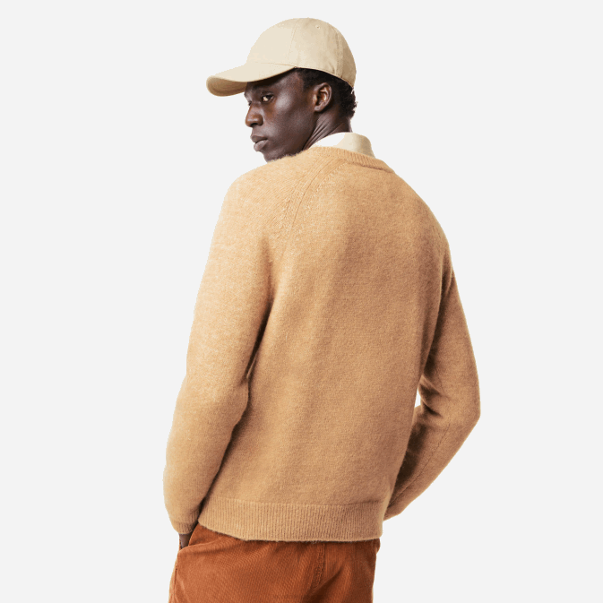 beige blanc fp9 V6HV1465 Hommes Lacoste pull en alpaga mélangé crocodile contrasté