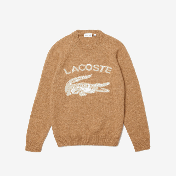 beige blanc fp9 V6HV1465 Hommes Lacoste pull en alpaga mélangé crocodile contrasté