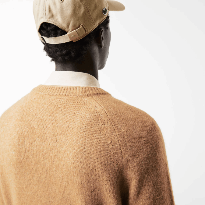 beige blanc fp9 V6HV1465 Hommes Lacoste pull en alpaga mélangé crocodile contrasté