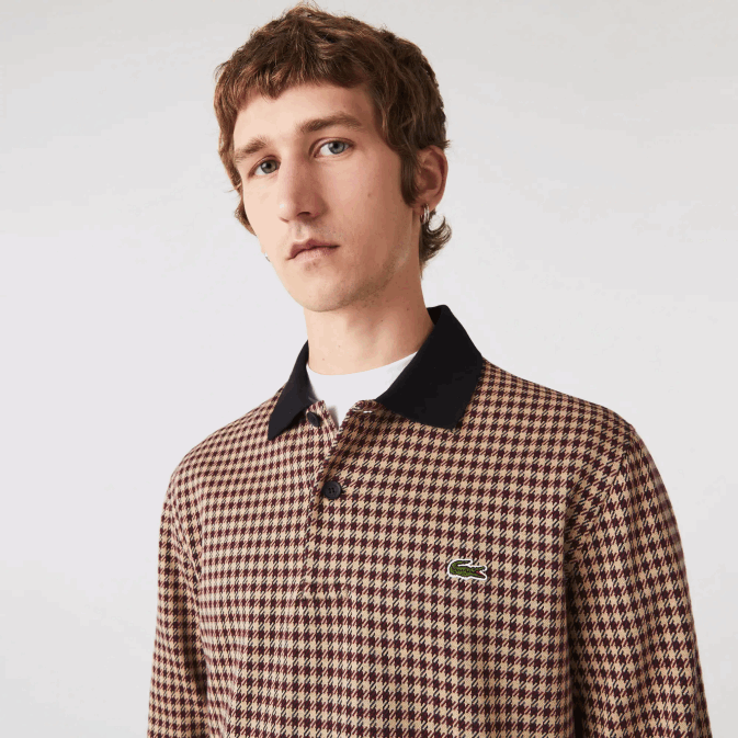 beige bleu marine bordeaux v40 V6HV924 Hommes Lacoste polo à imprimé tartan coupe décontractée