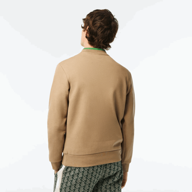 beige cb8 V6HV289 Hommes Lacoste sweat-shirt en coton bio brossé