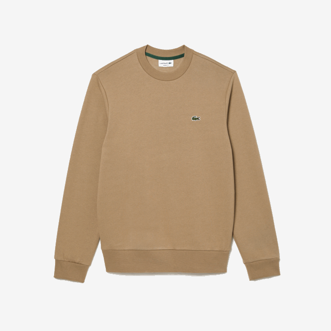 beige cb8 V6HV289 Hommes Lacoste sweat-shirt en coton bio brossé