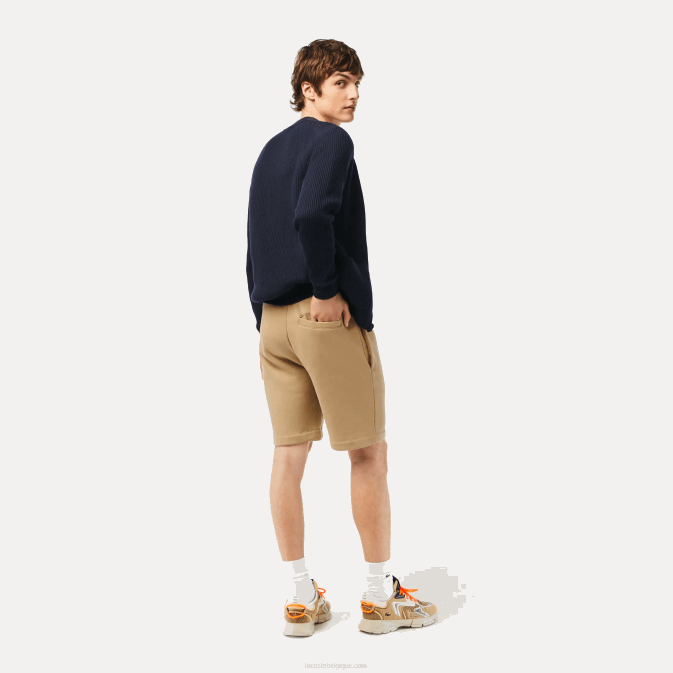 beige cb8 V6HV414 Hommes Lacoste short en molleton de coton bio brossé
