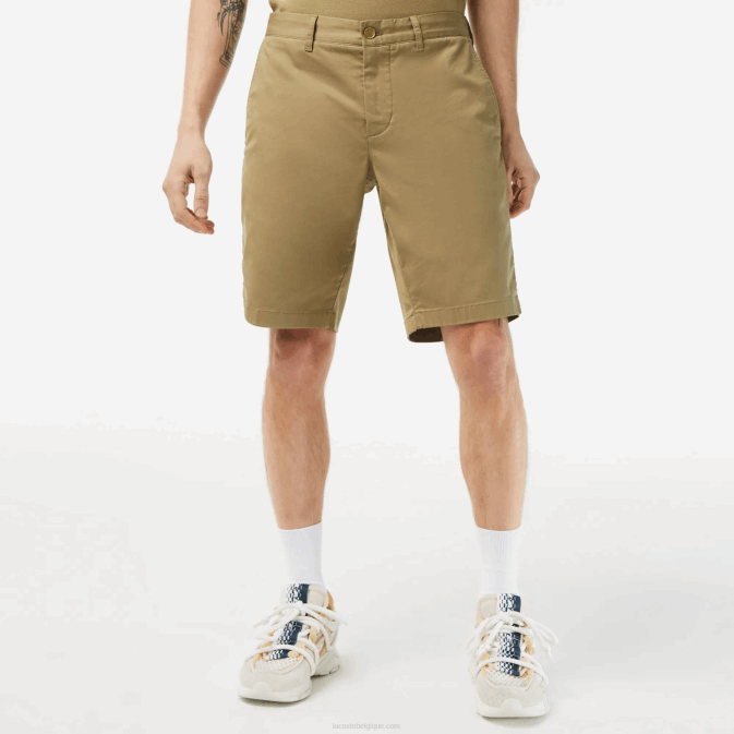 beige cb8 V6HV431 Hommes Lacoste bermuda slim en coton stretch