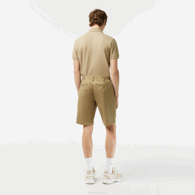 beige cb8 V6HV431 Hommes Lacoste bermuda slim en coton stretch