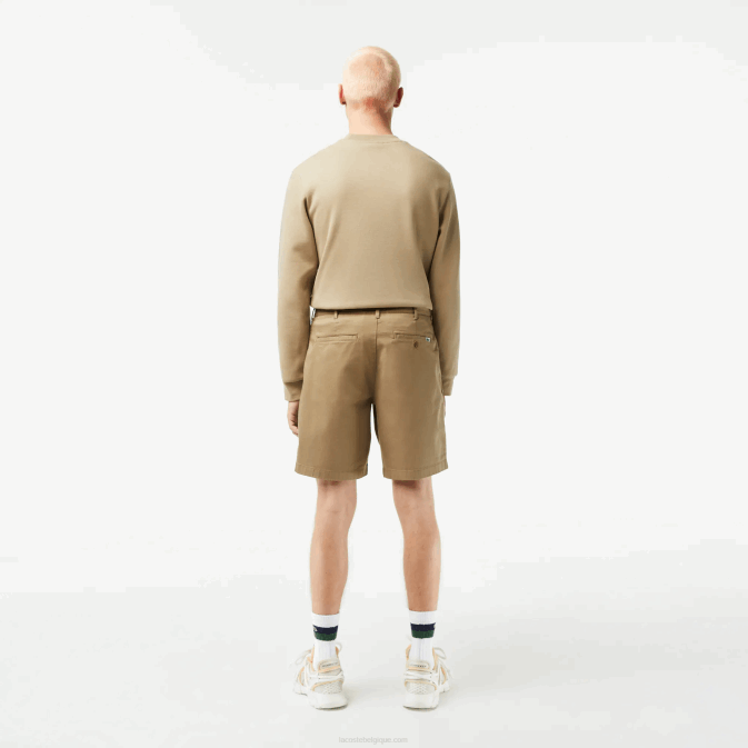 beige cb8 V6HV438 Hommes Lacoste bermuda regular fit en coton bio stretch