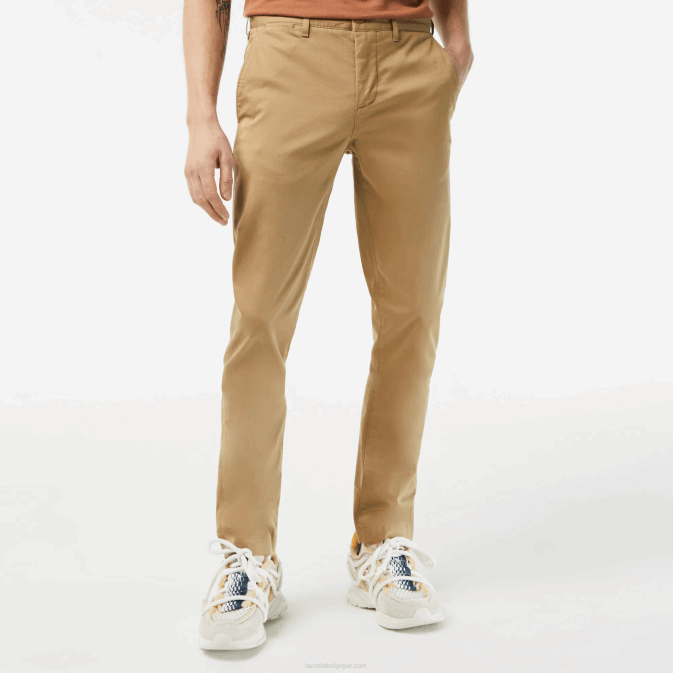 beige cb8 V6HV476 Hommes Lacoste nouveau pantalon slim classique en coton stretch