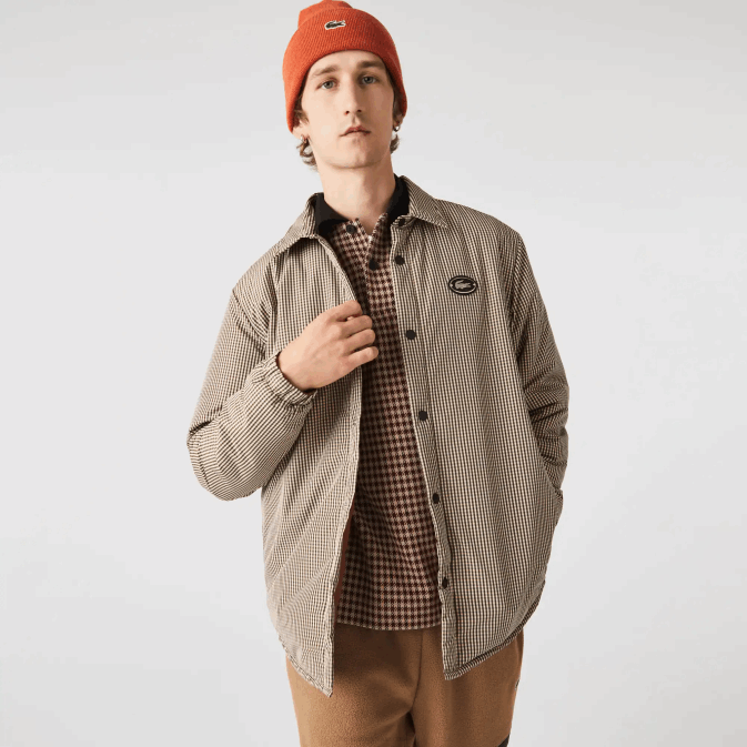 beige marine vert kaki 87e V6HV1549 Hommes Lacoste surchemise déperlante à carreaux