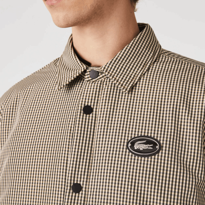 beige marine vert kaki 87e V6HV1549 Hommes Lacoste surchemise déperlante à carreaux