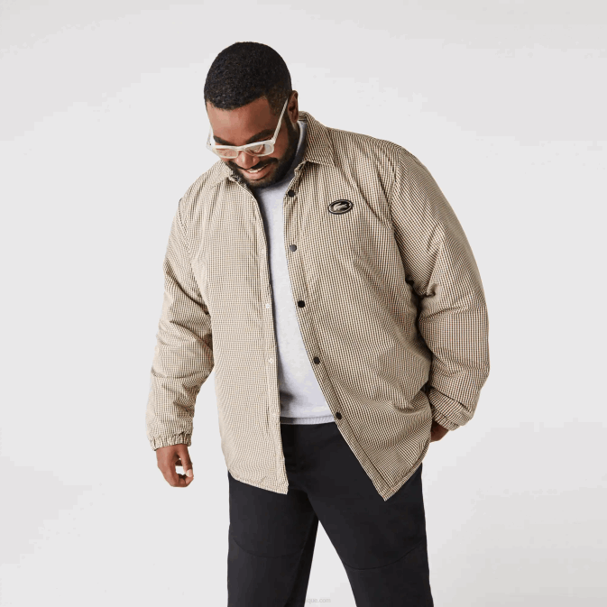 beige marine vert kaki 87e V6HV1549 Hommes Lacoste surchemise déperlante à carreaux