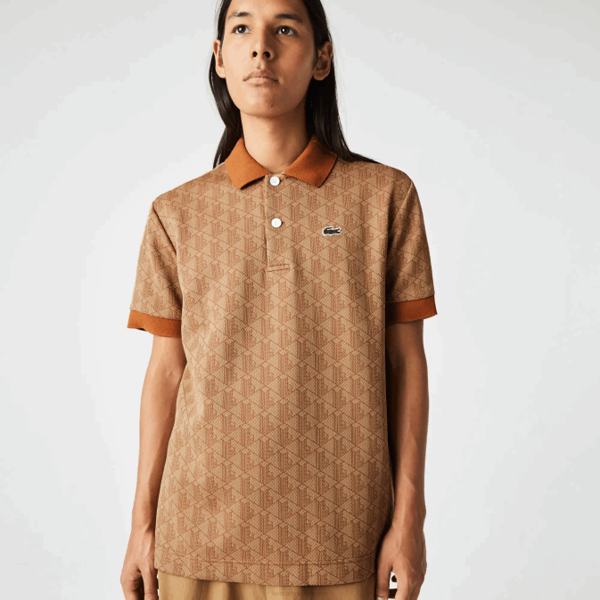 beige marron zwm V6HV73 Hommes Lacoste polo à motif monogrammé