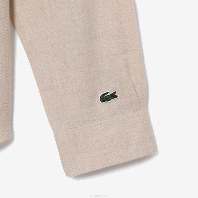 beige noir ub7 V6HV1654 Hommes Lacoste chemise coupe classique en flanelle à logo