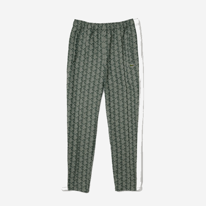 beige vert 7m4 V6HV1187 Hommes Lacoste pantalon de survêtement en jacquard à monogramme live