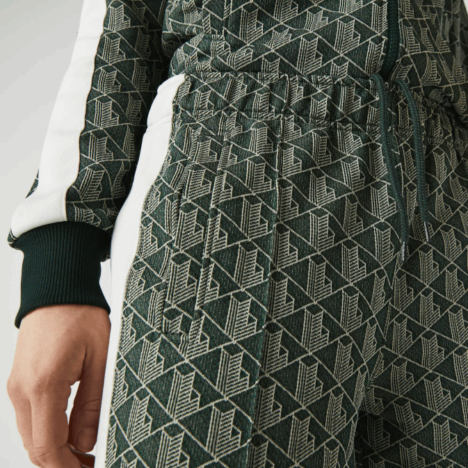 beige vert 7m4 V6HV1187 Hommes Lacoste pantalon de survêtement en jacquard à monogramme live