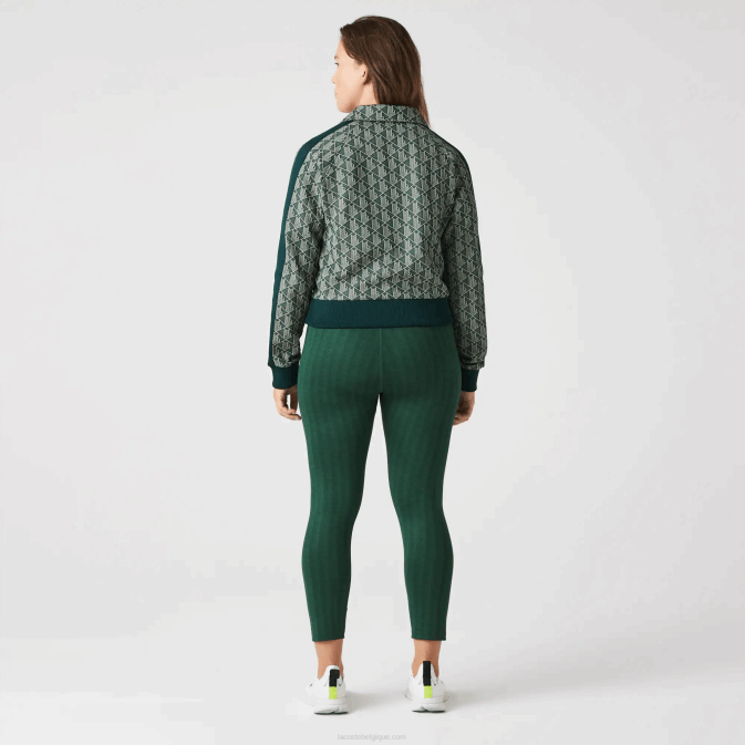 beige vert 7m4 V6HV2537 femmes Lacoste sweat zippé à monogramme coupe classique