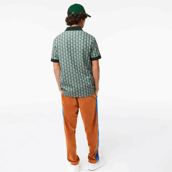 beige vert 7m4 V6HV72 Hommes Lacoste polo à motif monogrammé