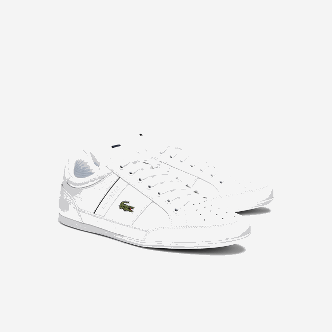 blanc  marine 042 V6HV1713 Hommes Lacoste baskets chaymon en cuir et synthétique