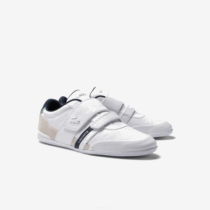 blanc  marine 042 V6HV1727 Hommes Lacoste baskets misano en cuir à brides