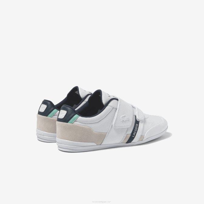 blanc  marine 042 V6HV1727 Hommes Lacoste baskets misano en cuir à brides