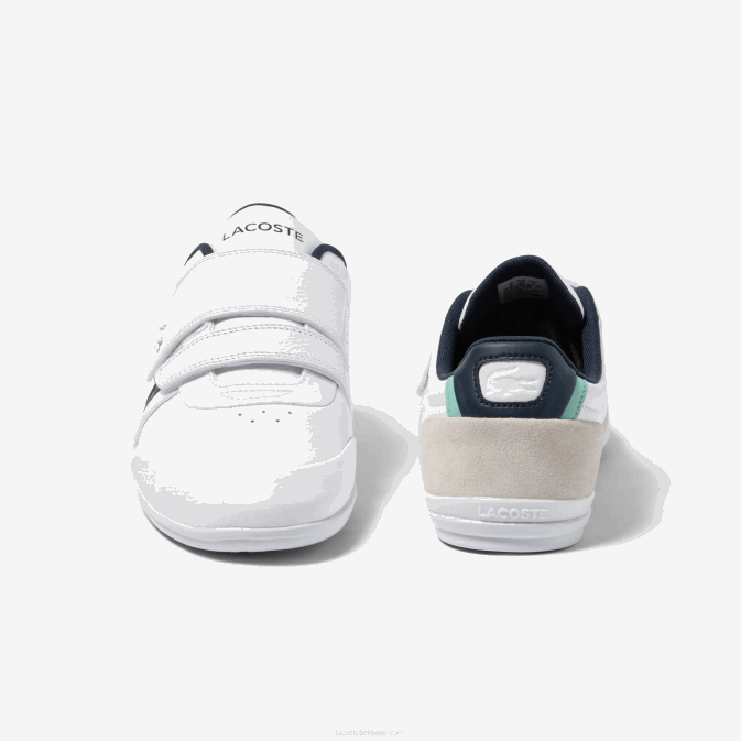 blanc  marine 042 V6HV1727 Hommes Lacoste baskets misano en cuir à brides