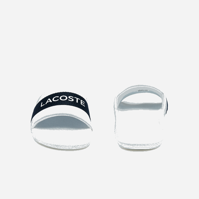 blanc  marine 042 V6HV1776 Hommes Lacoste claquettes à logo en tissu croco