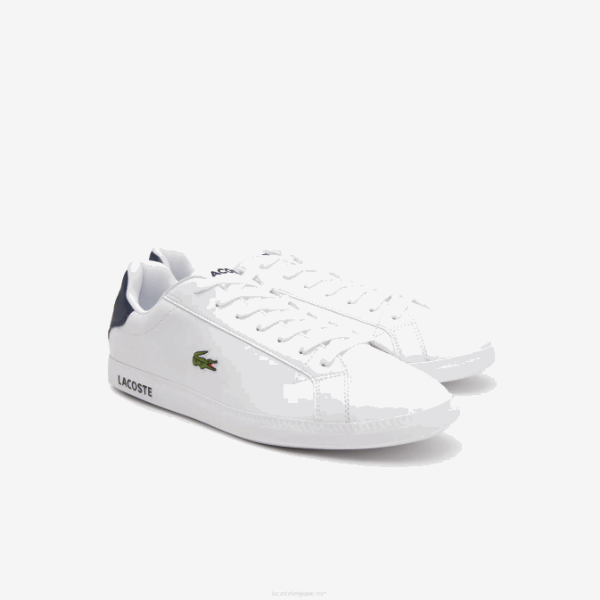 blanc  marine 042 V6HV1912 Hommes Lacoste baskets graduées en cuir