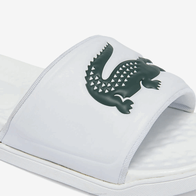 blanc  vert foncé 1r5 V6HV1766 Hommes Lacoste claquettes croco dualiste à logo synthétique