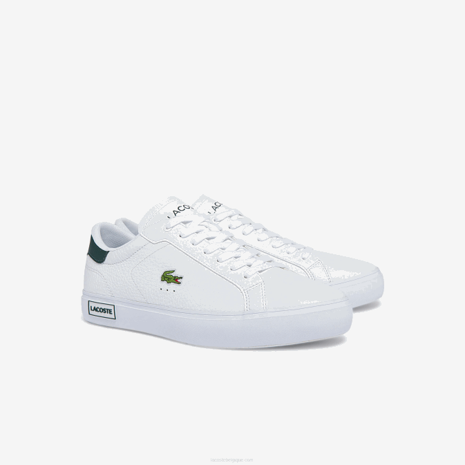 blanc  vert foncé 1r5 V6HV1806 Hommes Lacoste baskets powercourt en cuir