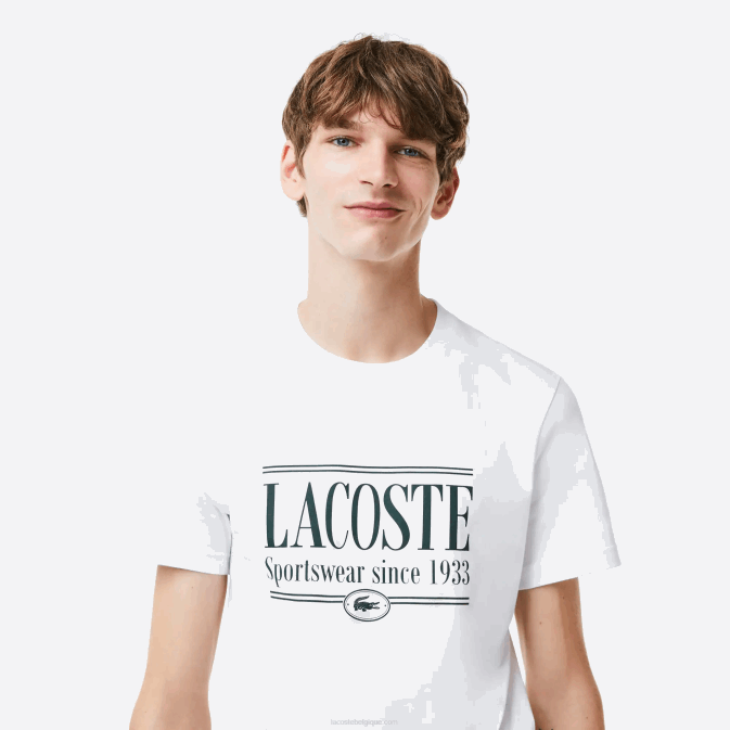 blanc 001 V6HV106 Hommes Lacoste t-shirt coupe classique en jersey