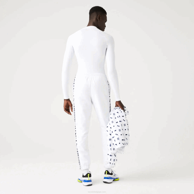 blanc 001 V6HV1088 Hommes Lacoste pantalon de survêtement de tennis à imprimés latéraux sport