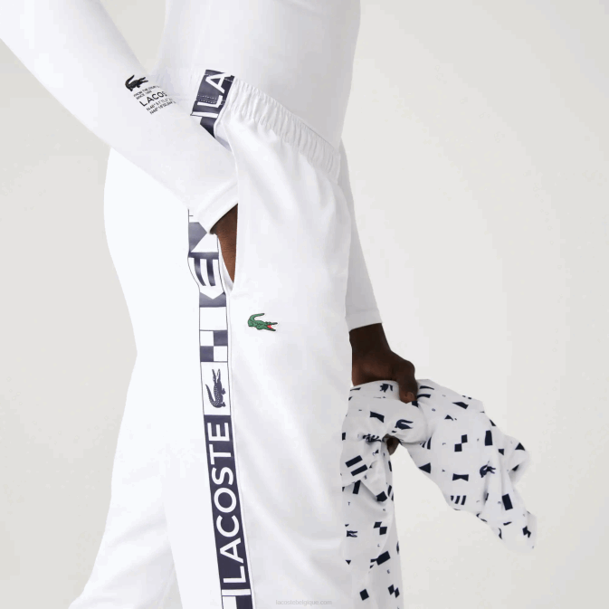blanc 001 V6HV1088 Hommes Lacoste pantalon de survêtement de tennis à imprimés latéraux sport