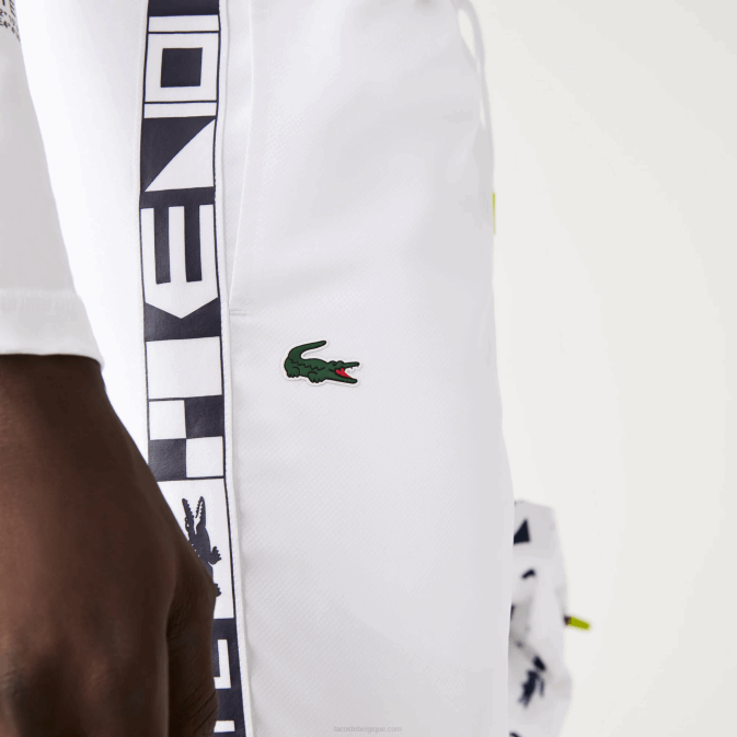 blanc 001 V6HV1088 Hommes Lacoste pantalon de survêtement de tennis à imprimés latéraux sport
