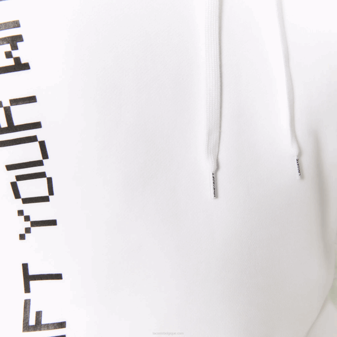 blanc 001 V6HV1165 Hommes Lacoste sweat à capuche ample en polaire live x minecraft